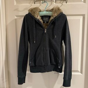 Aritzia TNA Pacific Fur Lined Hoodie in Grey XXS